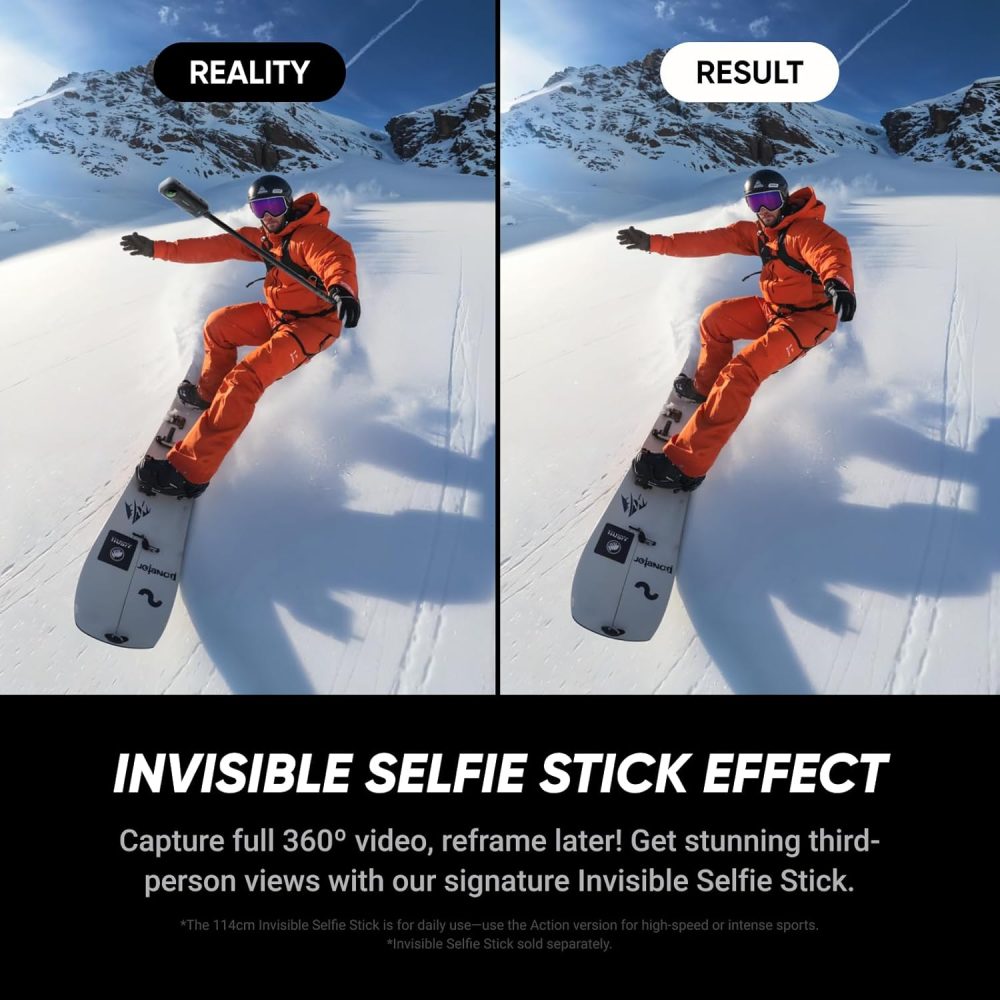 Insta360 X5 Essentials Bundle - Waterproof 8K 360° Action Camera, Leading Low Light, Invisible Selfie Stick Effect, Rugged and Replaceable Lens, 3-Hour Battery, Built-in Wind Guard, Stabilization - Image 4