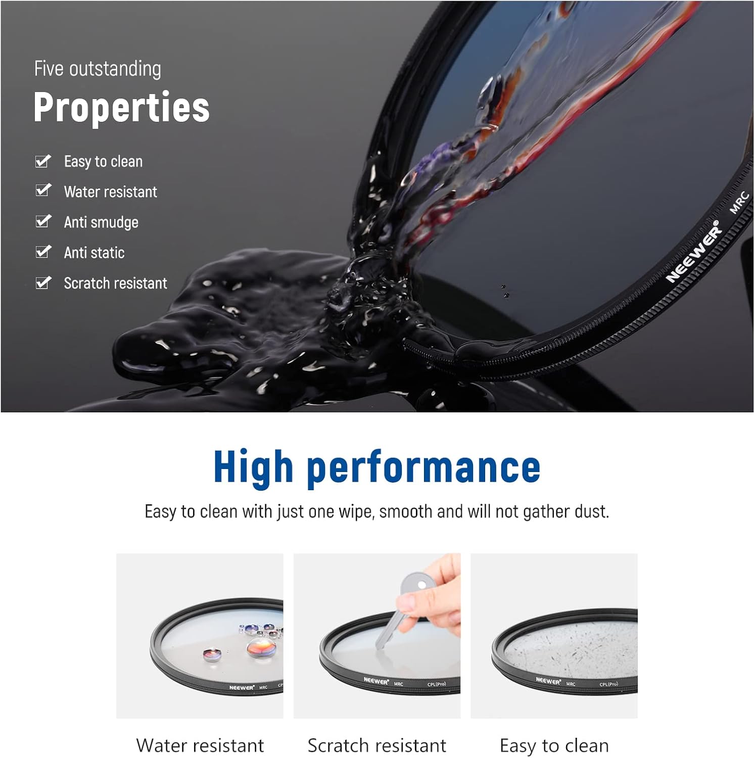 Neewer 67mm Polarizing Filter 30 Layer Multi Resistant Nano Coatings Circular Polarising Filter(CPL) Reduce Glare/Enhance Contrast/Ultra Slim/Reduces Reflection/HD Optical Glass Polarizer Filter - Image 5
